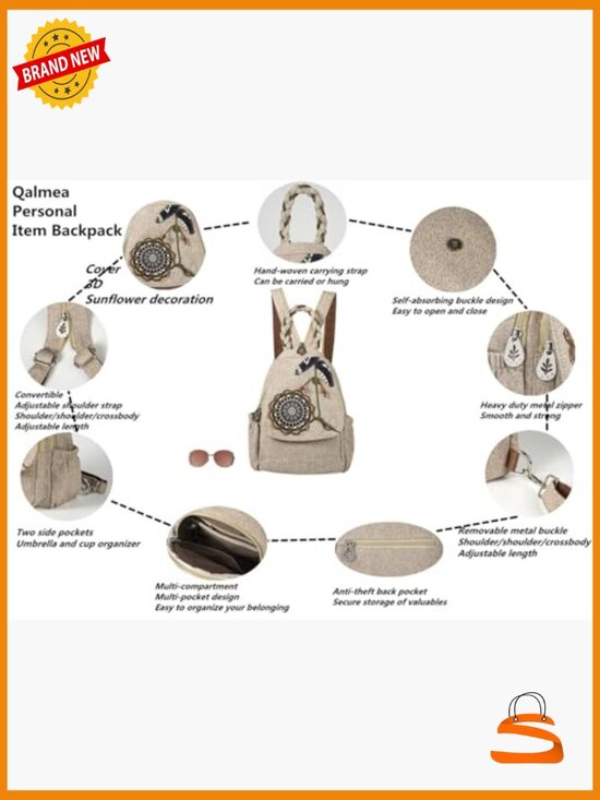 Canvas Convertible Backpack Crossbody Sling Bag for Travel Work School main image 4